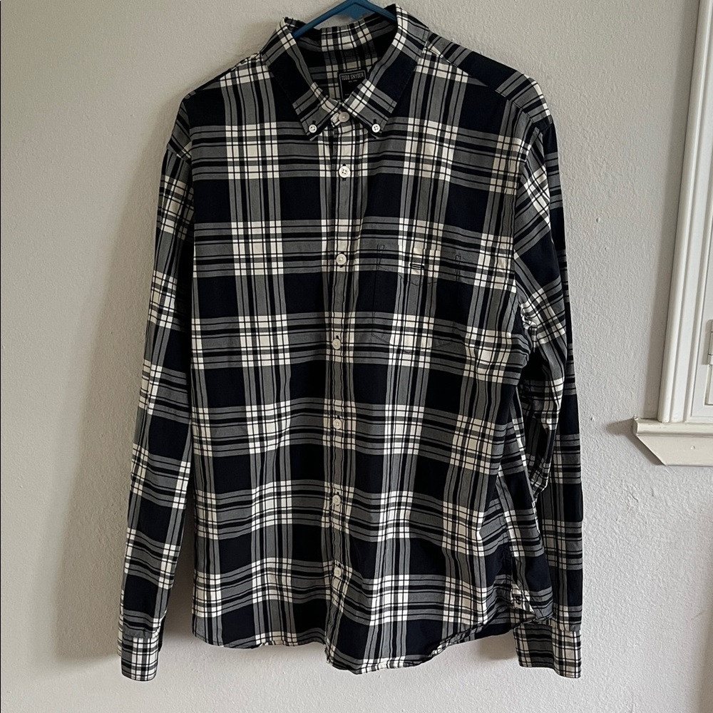Todd Snyder Black and Crème Button Down  Men's Shirt size XL
